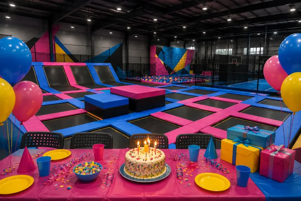 Fête d'anniversaire dans un parc trampoline