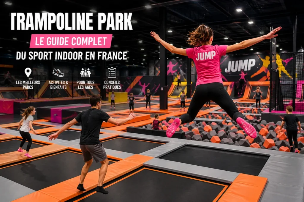 Parc de trampolines dynamique et coloré