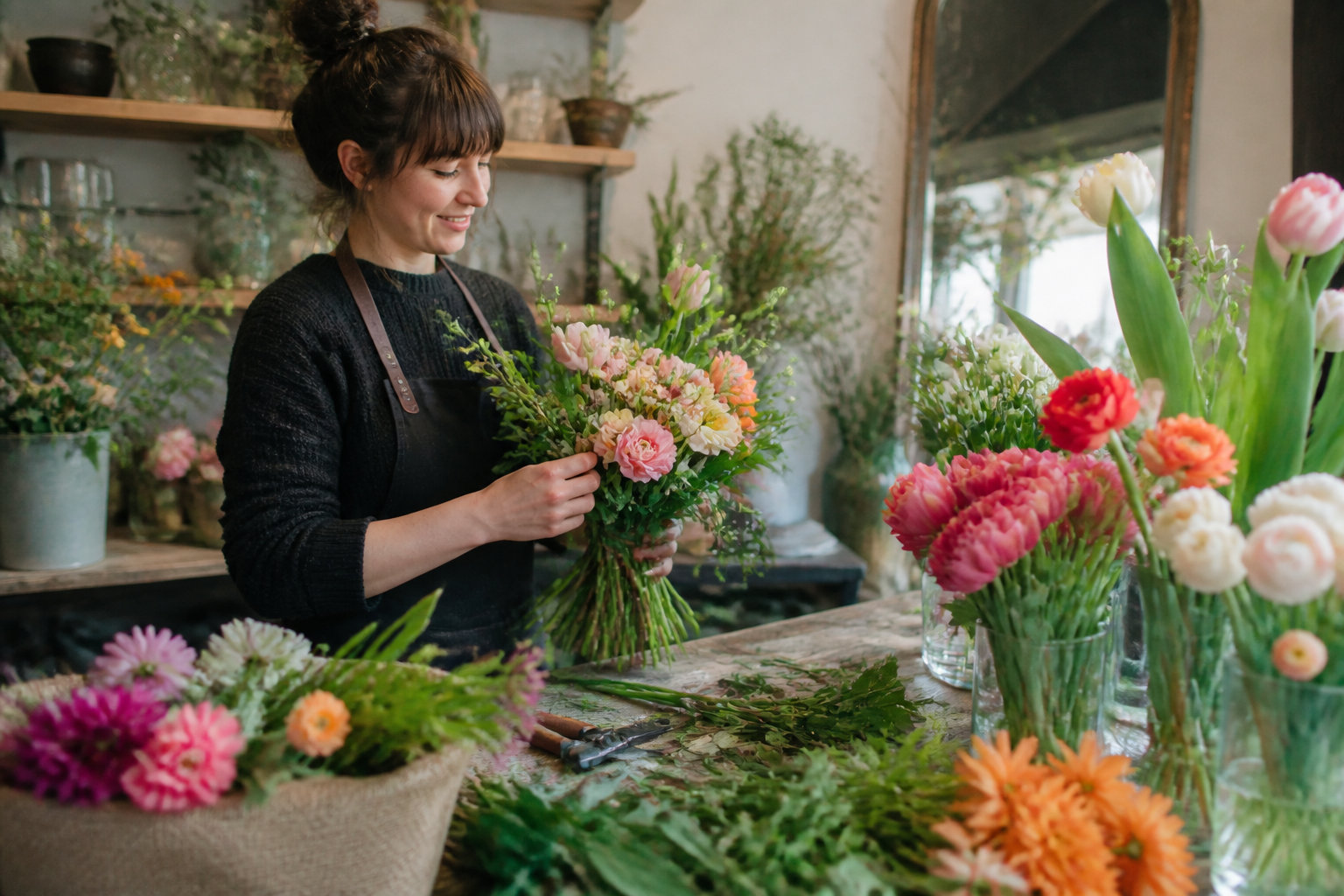 Apprendre l'art de la composition chez un fleuriste