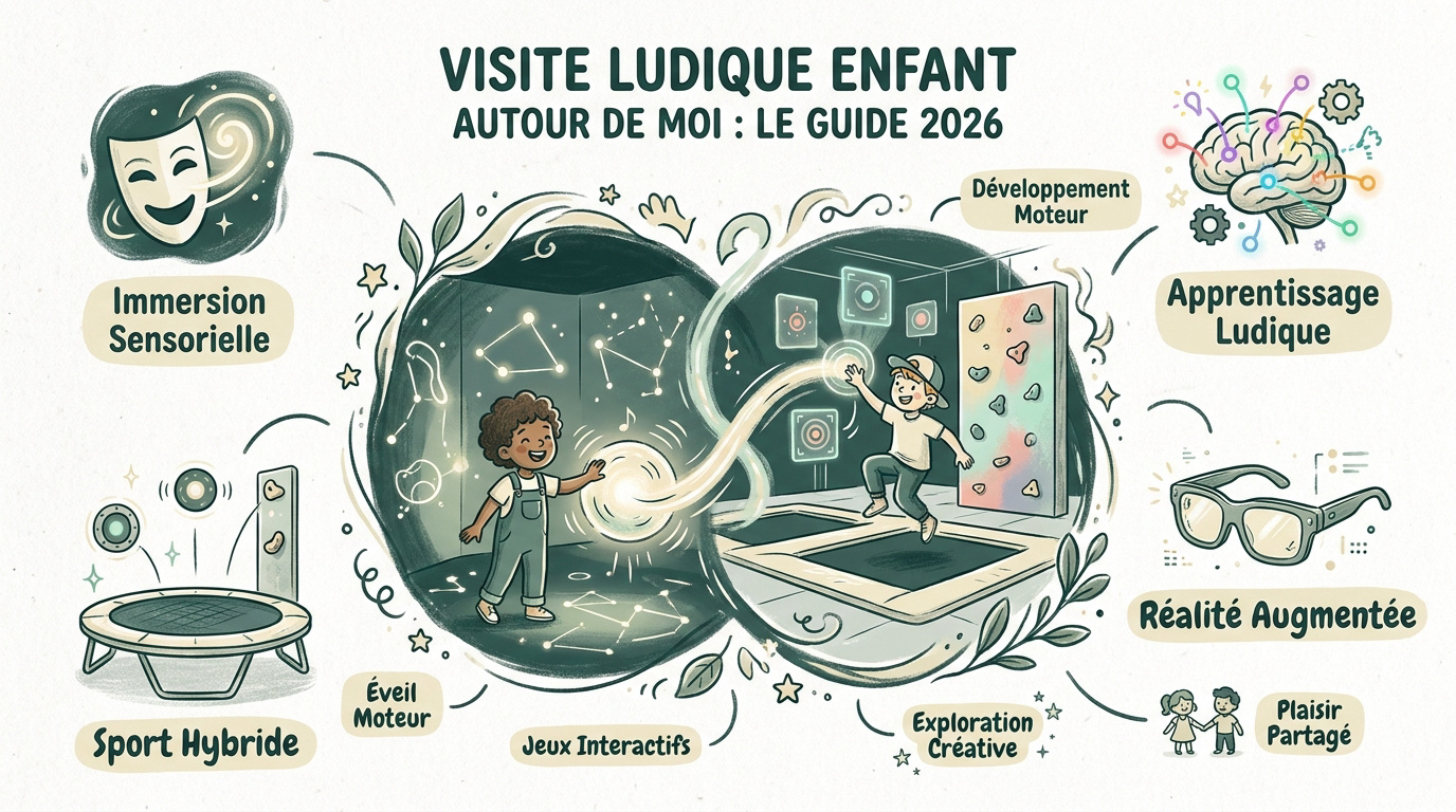 Enfants s'amusant dans une structure de loisirs interactive et colorée en 2026