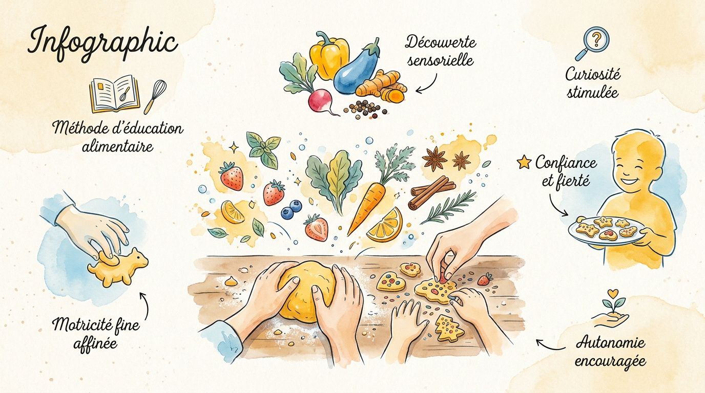 Infographie sur l'éveil des enfants par la cuisine