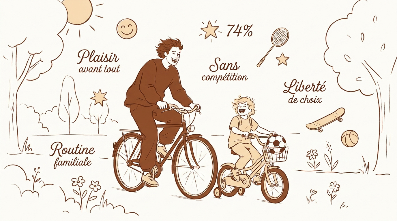 Une famille profitant d'une balade à vélo en plein air pour s'amuser ensemble