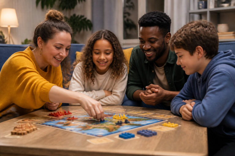 Enfants et famille réunis pour un anniversaire à la maison