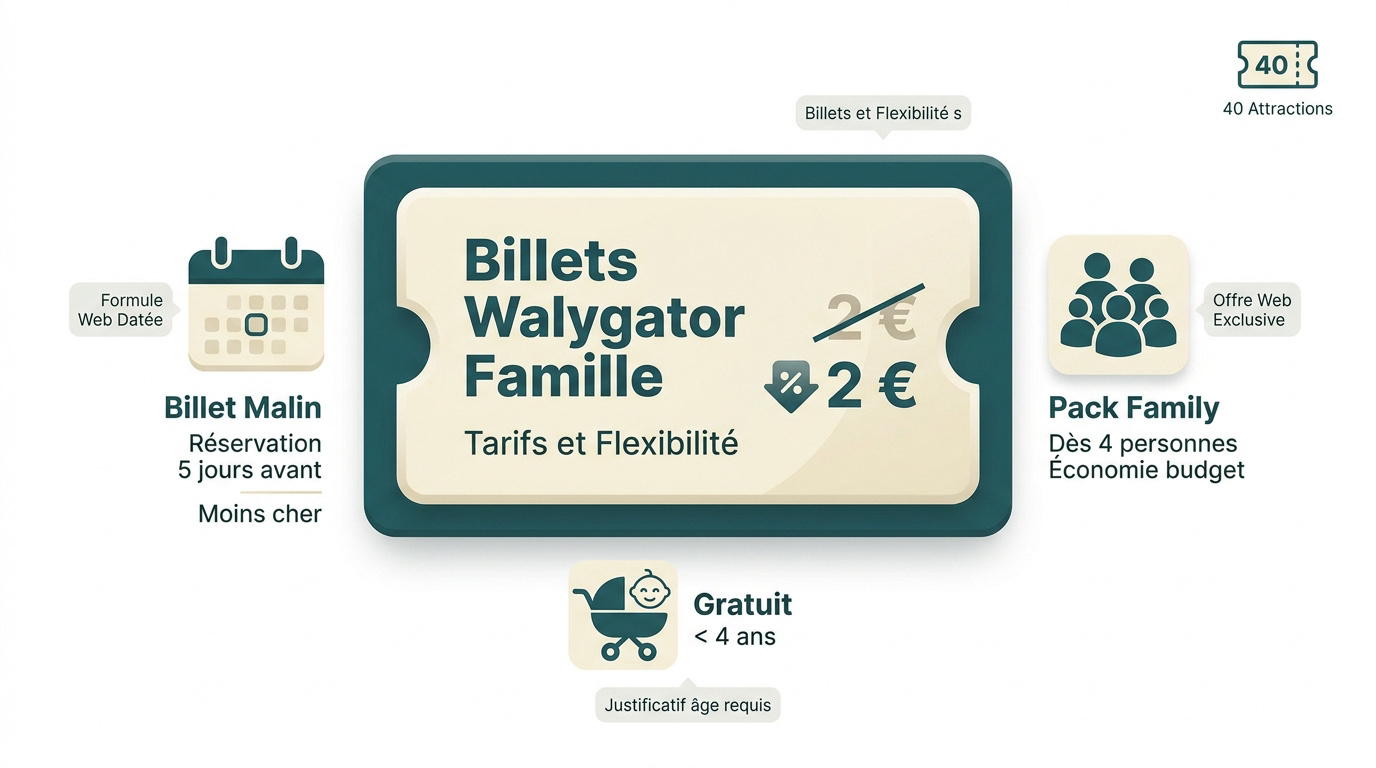 Infographie des tarifs Walygator Grand Est pour les familles