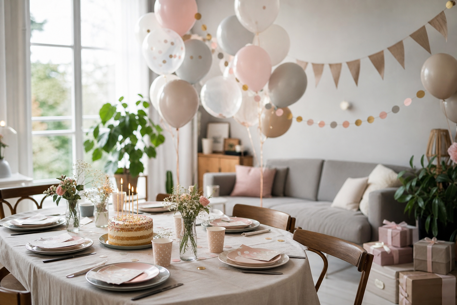 Décoration douce pour anniversaire d’enfant à la maison