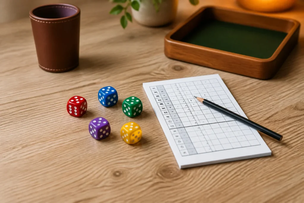 Des colores et feuille de score pour yams