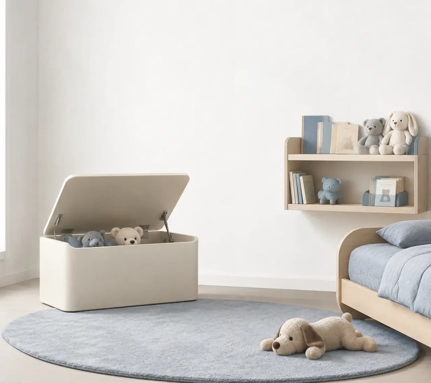 Aménager un coin jeu sécurisé pour les tout-petits à la maison dans une chambre avec rangements bas et mobilier stable