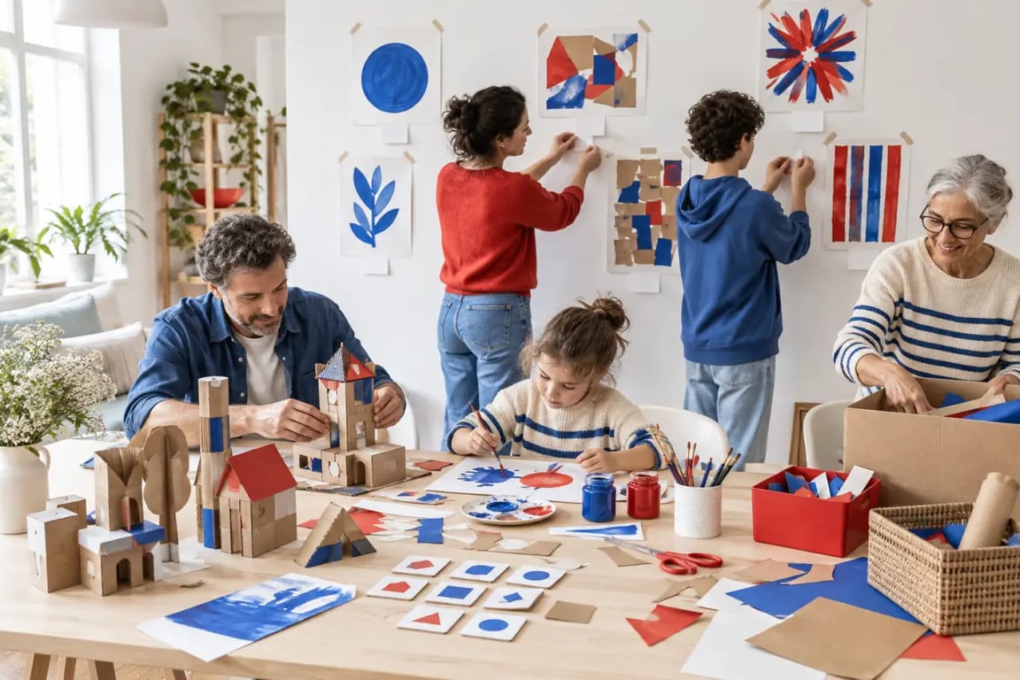 Après-midi de jeux créatifs en famille avec exposition et rangement des créations